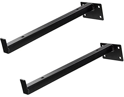 LIGUOYI 2Pcs Regalkonsole Für Die Wandmontage, Regalwinkel Schwarz Metall, Regal-wandhalterung, Für Kleiderbügel, Regalhalterung Unsichtbar, Fach-Bodenträger Wand-Montage