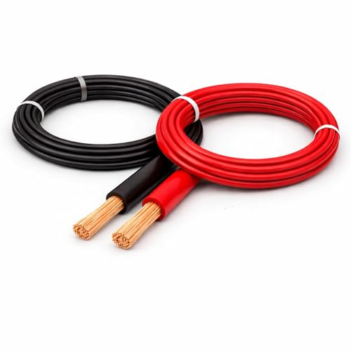 MKGT Câble en PVC à paroi mince pour automobile - 6 mm² - Rouge et noir - Fil de cuivre toronné - 12 V 24 V 50 A - Câblage solaire pour caravane (10 AWG) - 1 m de chaque (rouge et noir)
