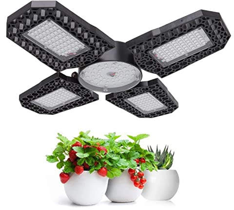 Luz LED para Cultivo de Plantas, Lámpara de Cultivo de Plantas Plegable de 150W con Espectro Azul Rojo, 4 Hojas de Lámpara Y 240 Perlas LED, para Plantas de Interior, Portalámparas E27