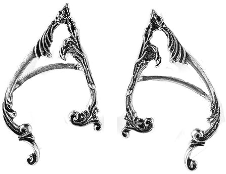 Prosy Gothic Elf Ohr Manschetten Silber Ohrringe Cosplay Vintage Ohrstecker Ohrclips für Frauen im Teenageralter (2 Stück) (Silber)