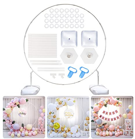 Nwvuop Supporto rotondo per arco di palloncini da 1,5 m con base, telaio per arco a palloncino per pavimento, kit per compleanno, matrimonio, baby shower, addio al nubilato