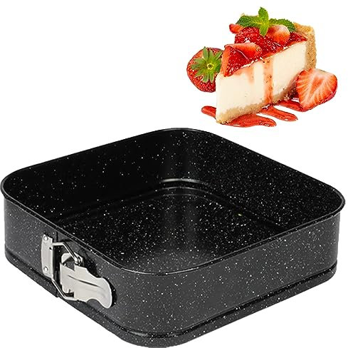 KARL HAUSMANN Tortiera Apribile - Nero Teglia torta in Acciaio Carbon Steel - Rivestito in Antiaderente - Quadrata Tortiera a Cerniera - Stampo Cheesecake - Tortiere per Dolci - Marmo Nero (26 cm)