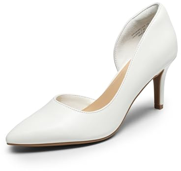 DREAM PAIRS Zapatos de Tacón Fina Clásicos Mujer de Zapatos de Salón PU con Adorno de Flores para Boda Fiesta,Size 38.5,Blanco-PU,SDPU2416W