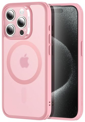 ESR für iPhone 15 Pro Hülle Set (5 in 1), durchscheinende Matte Hülle mit Displayschutzfolie und Kameraschutz, kompatibel mit MagSafe, Militärnorm Schutz, Classic Serie, Mattiertes Rosa