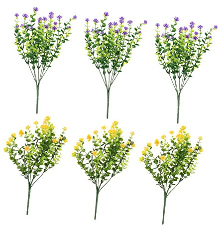 LIFKOME 6st Simulation Mailänder Gras Buchsbaumsträucher Gefälschter Eukalyptus Wohnkultur Künstliche Blumen Künstlicher Blumenstrauß Künstlicher Grünstamm Pflanzen Blatt Plastik Hochzeit