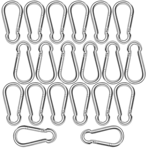 Cozihom M5 1.97 Inch Stainless Steel Carabiner Clips, Spring-Snap Hooks, for Keychains Camping Fishing Hiking Traveling, Set of 20