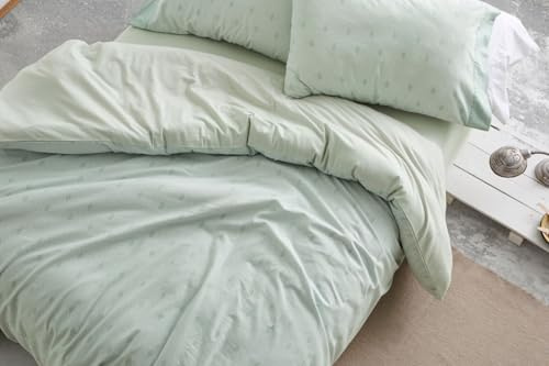 Burrito Blanco | Funda Nórdica Franela 100% Algodón Cama 135 Menta | Incluye Bajera, Encimera y Funda de Almohada | Funda Nórdica Invierno | Cierre de Botones | Cálidas | Tacto Suave