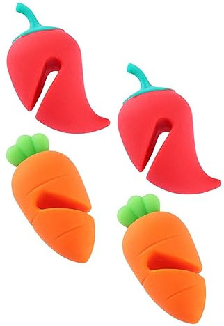 FUNOMOCYA 4pcs Silicone Lid Lifter Carrot Chili Designed Pot Lid Lifters Kitchen Gadgets Heat Resistant Spill Stopper for Home Use