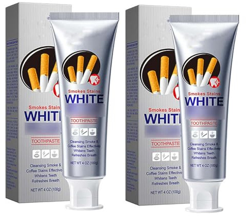 Tea Stain Remover Whitening Toothpaste,Smokers Toothpaste (2PC, Silver)