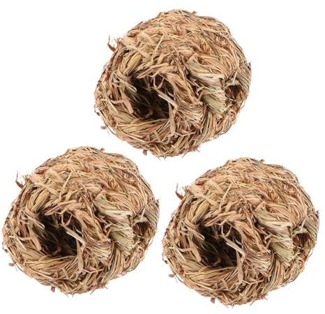 MERRYHAPY 3stücke Strohhaus Für Kaninchen Natürliche Grashütte Spielzeug Für Hasen Hamsternest Grashaus Für Kleintiere Langlebig Und Sicher Kaffee