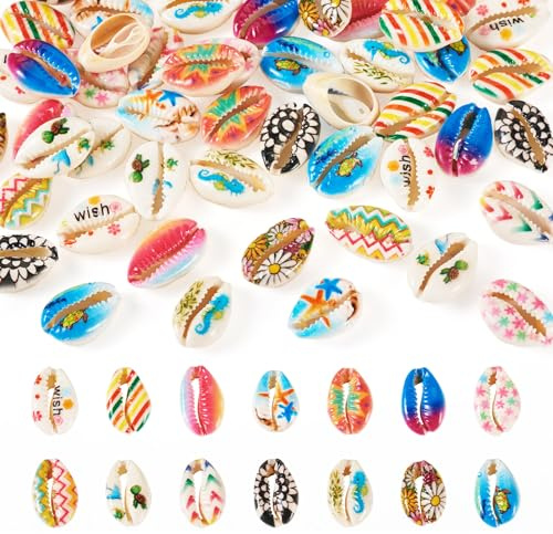 PandaHall - Cuentas de concha de cauris sin agujeros para hacer joyas en verano, océano, manualidades