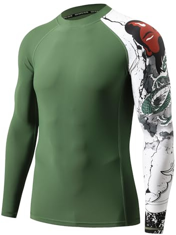 HUGE SPORTS Schwimmshirt Badeshirt Rashguard-Shirts Herren Langarm UPF 50+ | UV Sonnenschutz Elastisches Gewebe Atmungsaktiv Schnelltrocknend Leicht für Schwimmen Surfen Wassersport Radfahren Wandern