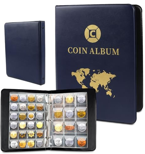 Münzsammelalbum für Sammler 420 Taschen,Münzen Sammelalbum 3.5 * 3.5 cm/4.5 * 4.5 cm,Münzalbum 2 Euro Münzen,Münzen Aufbewahrung Transparent,Euromünzen Münzsammlung Album für Briefmarken,Abzeichen