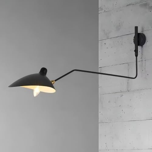 AstrizLamp Industrie Schwenkarm Wandleuchten mit Schalter, Vintage Einstellbar Lange Arm Wandlampe Schwarz 3000K Indoor Wand Leselampen Metall, für Schlafzimmer, Wohnzimmer, Arbeit BüRo E27 1 Flammig