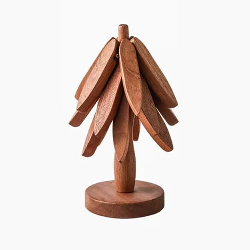 Piuytrew sous-Verres pour Plats Chauds, sous-Verres de Conception d'arbres, Dessous de Plat en Bois Anti-brûlure Tapis de Table, sous-Verres en Forme de Petits Arbres,Marron