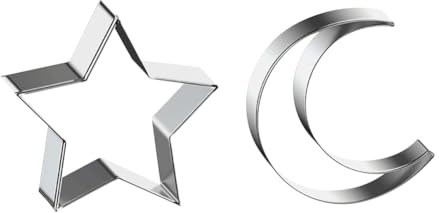 FSSTUD 4 Stück Edelstahl Stern Mond Ausstechformen Stern Mond Keksausstecher Mond Kuchen Backen Formen Niedlich Teigausstecher Set Dekorative Metall Fondant Formen für Ramadan Urlaub