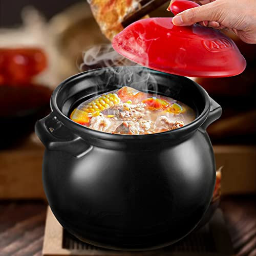 Teglia Bassa con Coperchio, pentola con Coperchio, terrine Adatte al Forno, pentola Facile da Pulire, Resistente al Calore, Regalo, nero-6L (Nero 4,6L)