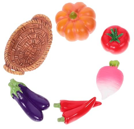 Gatuida Miniatur Korb Mit Gemüse Für Puppenhaus Zubehör Mit Lebensechten Mini-gemüse-Dekorationen Für DIY-Fans Für Kreative Bastelprojekte