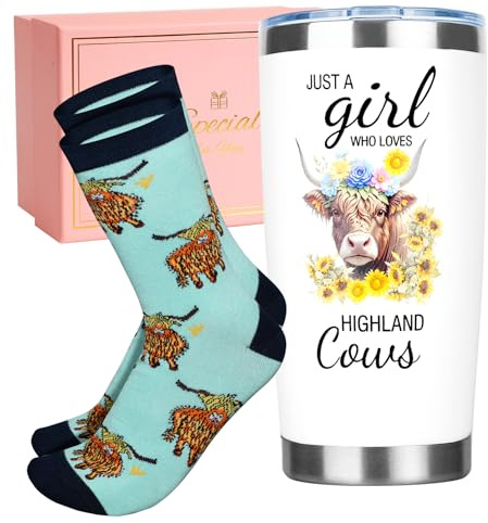 GOENMOOL Highland Cow Gifts for Women, 20oz Highland Cows Insulated Tumbler | Highland Cows Stainless Steel Mug, For Hyland Cow Lovers Girls, Xmas Gifts, Birthday Gifts