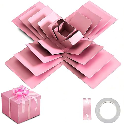 Überraschung Box,Uberraschungsbox,5-lagige Kreative Geschenkbox Explosionsbox,Geschenkbox Aufklappbar,Exploexplodierende Box Uberraschung für Valentinstagsgeschenke, Geburtstag, Hochzeitstag
