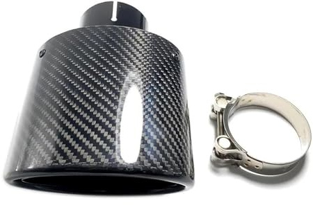 Punta Silenciador Puntas De Escape Ovaladas Inclinadas En Negro Carbón Silenciador Brillante Punta De Escape Tubos Silenciador Universales Embellecedores De Tubo Tubos extremo coche(76MM-150MM Oval)