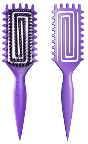 2025 NEU Lockenbürste Curly Hair Brush - Sanftes Entwirren ohne Ziepen für Definierte Trendige Locken, Antistatisch & Ergonomischer Griff - Unisex (PURPLE NEU)