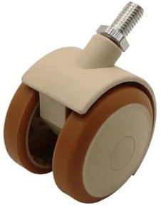 4Pcs RubberThreaded Caster M6/M8 Swivel Stem For Replacement Twin Wheels With Locking Brake(M6x15mm)