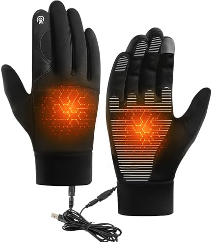 SGZIOO Guantes Calefactables USB, Guantes Cálidos de Invierno para Pantalla Táctil, guantes Térmicos para Hombres y Mujeres, Antideslizantes, para Escalada, Senderismo, Ciclismo y Camping