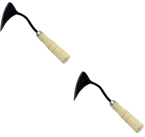 GALPADA 2 Piezas Azada Triangular Punta Forjada con Mango de Madera Ergonómico Antideslizante para Jardinería Plantar y Eliminar Maleza de Resistente y Duradero