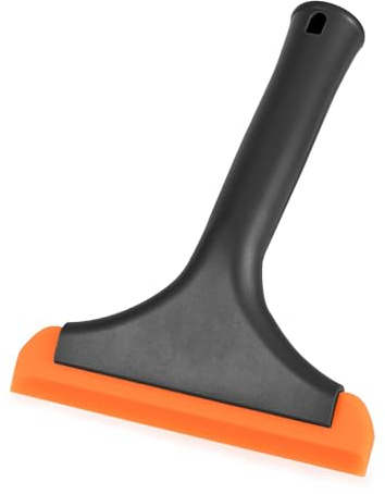 Silikon Fensterabzieher Klein, Scheibenabzieher Auto Klein 15cm, Abzieher Autoscheibe, Fensterwischer, Duschabzieher, für Autofenster, Spiegel, Glas, Badezimmer (Orange)