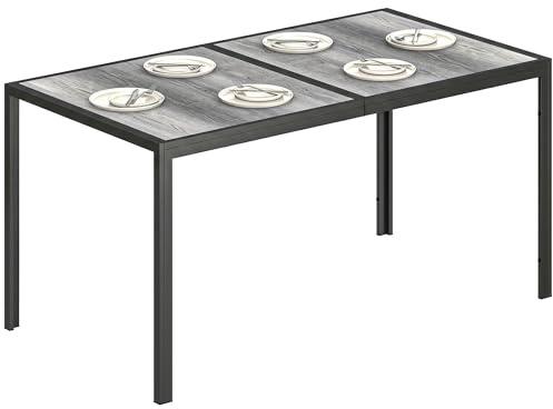 Outsunny Tavolo da Giardino Rettangolare 150x80 cm Grigio Gambe in Acciaio