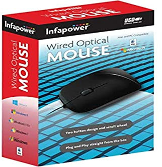 Infapower X202 Wired Optical Mouse, Black