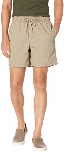 Amazon Essentials Pantalones Cortos de 15cm con Cordones Hombre, Marrón Caqui, L