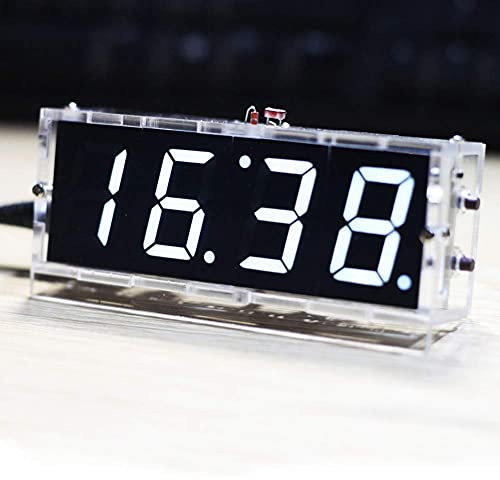 4 Stellige DIY LED Digitaluhr Kit, LED Uhr mit Uhrzeit/Temperatur/Datum Anzeigen, Automatischer Lichtsteuerung, Schlichte Digital Uhr Bausatz für Anfänger und Elektronik-Profi(Weiß)