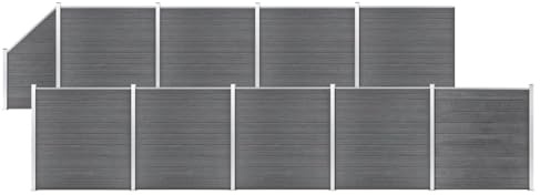 vidaXL WPC Zaun-Set 9 Quadrate + 1 Schräge 1657x186 cm Grau