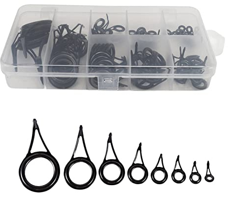 MAGT Angelrute Reparatur Spitzenring, 75 Stück Rutenringe Reparatur Kit Edelstahl & Keramik Angelrutenführung Reparatur Set Angelruten Ringe
