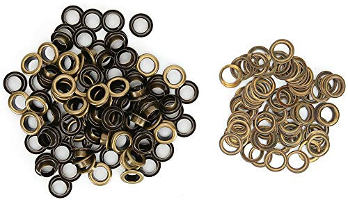 Fdit Tüllen Kit, 100 Stück 8-9 mm Innendurchmesser Bronze Ösen Ösen Hohlnieten für Kleidung, Leder, Leinwand