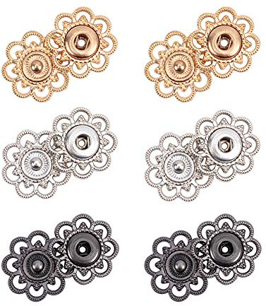 NBEADS 24 Sets Legierung Druckknöpfe, 3 Farben Vintage Metal Druckknöpfe Zum Annähen Für Kostümdesign Handtasche Kleidung Nähen Handwerk DIY Lieferung, 20.5 mm In Durchmesser