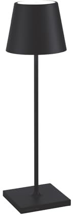 Zafferano, Poldina Pro Lampe, Kabellose, Wiederaufladbare Tischlampe mit Touch Control, Auch für den Außenbereich Geeignet, Dimmer, 2200-3000 K, Höhe 38 cm, Farbe Schwarz