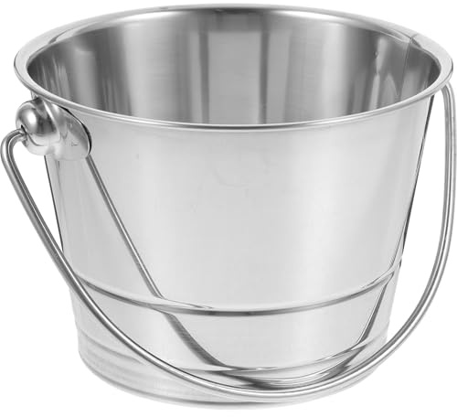 DOITOOL Portable Stainless Steel Ice Bucket 1L with Handle Ice Cube Container Cooler for Wine Beer Party Outdoor Use