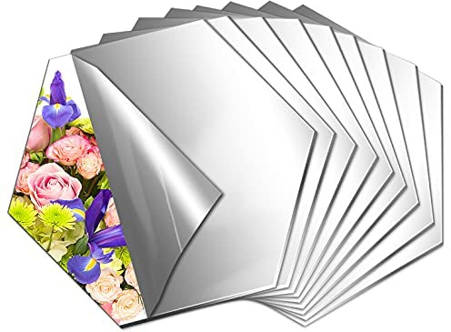 EONAZE Selbstklebende Fliesenspiegel Spiegel zum Kleben Flexibler Spiegel Acrylic Klebespiegel Wanddekoration Dekospiegel Rahmenloser Wandspiegel