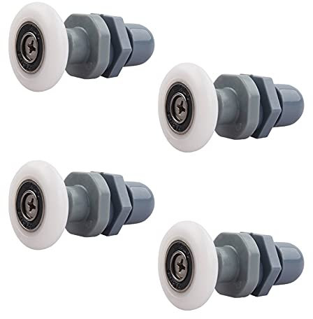 4 Pcs Shower Door Rollers Nylon Pulley Replacement Shower Room Runner Wheels for Curved and Flat Bathroom Glass Sliding Door (B 27 mm)