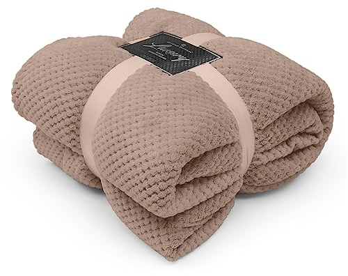 GC GAVENO CAVAILIA Teddy Popcorn Blanket Thermal Extra Large Throws, Soft & Cosy Oyster King Size Blanket Waffle Throw 200 x 240cm For Sofa Bed Chair Settee