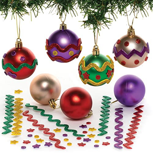 Baker Ross FC202 Boule de Noel pour Enfants Assorties - Lot de 8, Decoration de Noel pour Sapin, Noel Enfant, Loisirs Creatifs Enfants