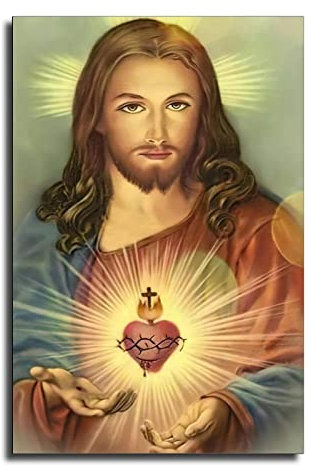 FireDeer Gesù Cattolico Stampa Su Tela Dio Cristiano Immagini per Soggiorno Senza Cornice (Cuore Sacro di Gesù-3x91cm)