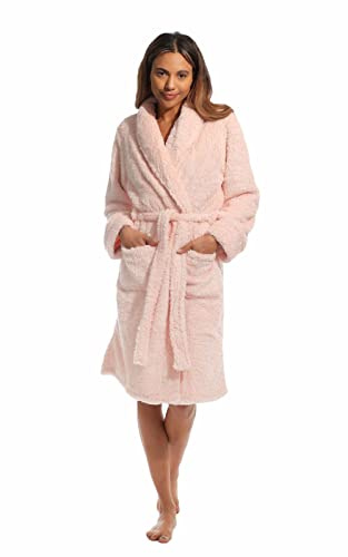 Light & Shade Pretty Woman PWD2159 Accappatoio donna Coral Supersoft Fleece Accappatoio, No Hood - Rosa, S/M