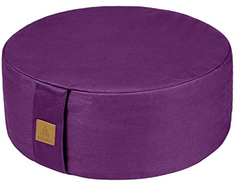 FelizMax Zafu Buckwheat Meditation Cushion,D=33cm/41cm H=14cm,Round Zabuton Meditation Pillow,Yoga Bolster Kneeling Pillow Premium Yoga Pillow Sitting on Floor Zippered Cotton Cover-33cm, Purple