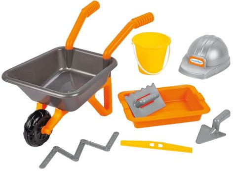 Ecoiffier - Super Pack del Costruttore, 7600000496, +18 mesi, carriola, caschetto, attrezzi da lavoro, made in France