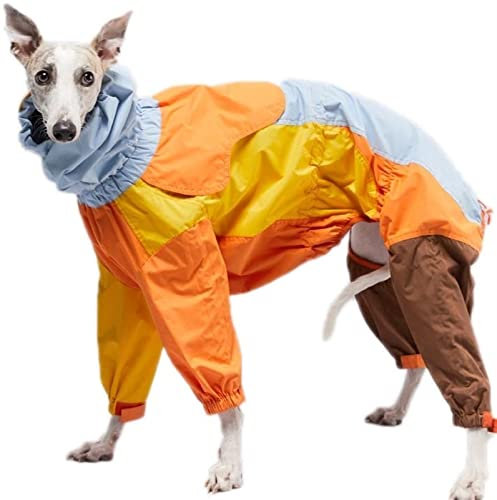 Wasserdichter Hundemantel mit Beinen, Verstellbarer Hunderegenmantel für mittelgroße Hunde, Hunderegenmantel mit hohem Halsausschnitt für Spaziergänge im Freien Camping ( Farbe : Orange , Größe : M )