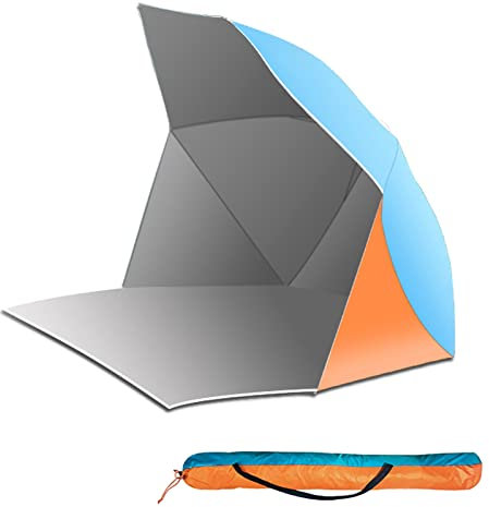 RTYUIO Strandmuschel Quick Up Strandzelt Automatisches Strandzelt UV-Schutz 50+ Windschutz Sonnenschutz Mit Aufbewahrungstasche für 3-4 Personen (Color : Blue)